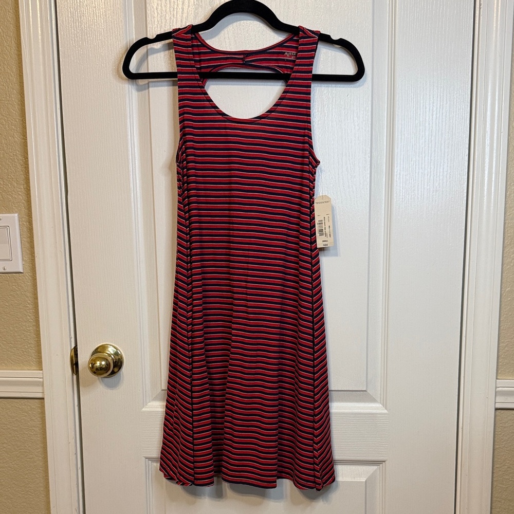 Arizona Jean Company Red and Navy Striped Sun Dress